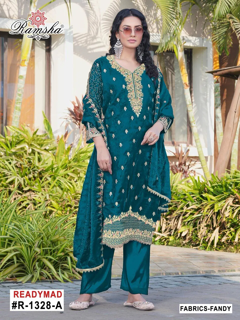 R 1328 Nx By Ramsha Fandy Pakistani Readymade Suits Wholesalers In India